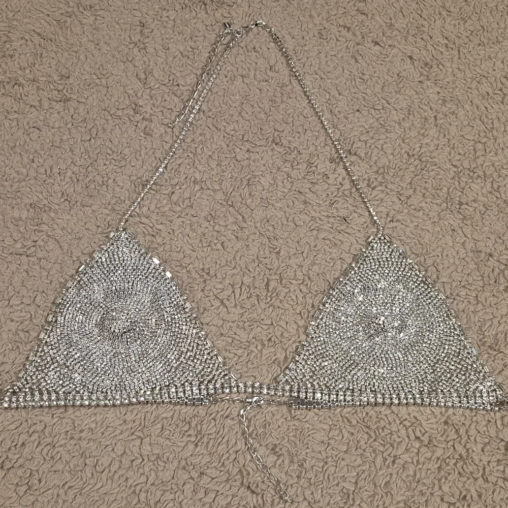 Express Vintage Silver Diamante Bra Like New - Picture 4 of 15
